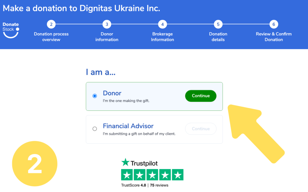 Stock donations to Dignitas Ukraine