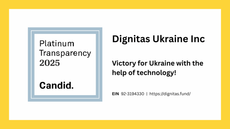 Platinum Seal of Transparency from Candid, Dignitas Ukraine